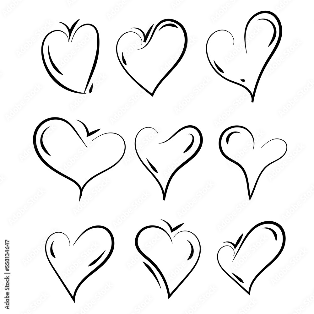 Set of different design hearts isolated on white background Set of different design hearts isolated on white background