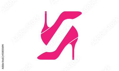 icon of fashionable women's high heel shoes, sign, logo, vector, silhouette of shoe