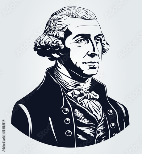 The first President of the United States . Hand drawn vector portrait. photo