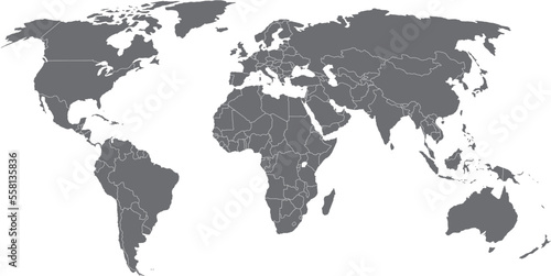 vector illustration of gray colored world map