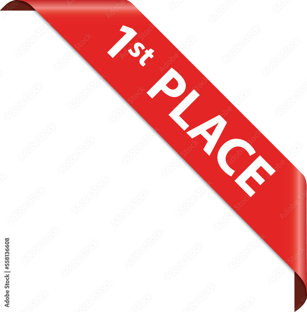 1st place - vector illustration of red corner ribbon banner 1st place - vector illustration of red corner ribbon banner