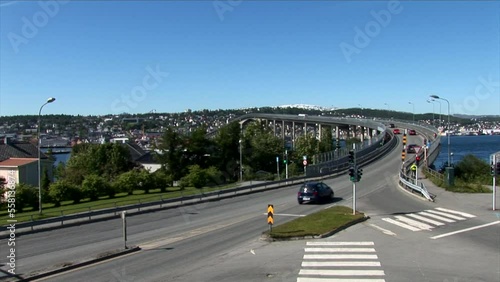 Traffic time lapse on Tromso bridge - Tromso, Norway, Scandinavia