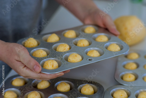 Brazilian traditional cheese buns are homemade snacks that are prepared and baked home