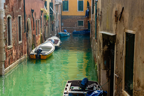 Vászonkép Water canals in Venice, Italy.