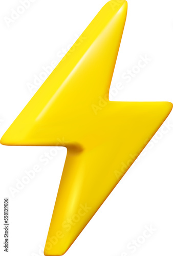 3d lightning symbol isolated on white background. Vector illustration.