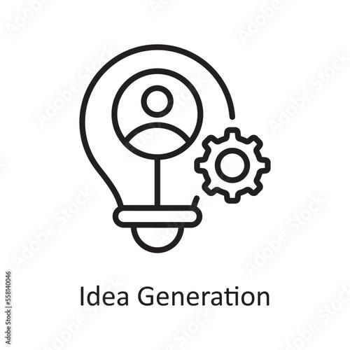Idea Generation Vector Outline Icon Design illustration. Business And Data Management Symbol on White background EPS 10 File
