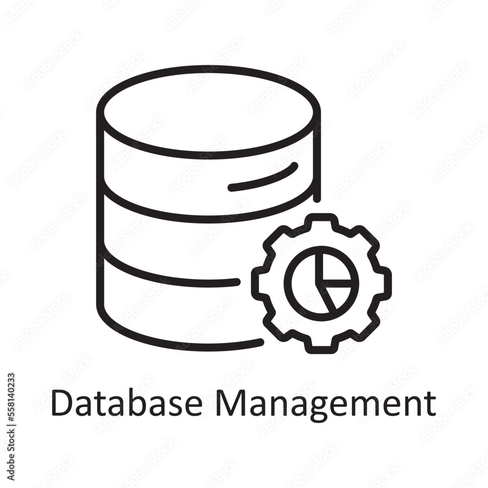 Database Management Vector Outline Icon Design illustration. Business And Data Management Symbol on White background EPS 10 File Database Management Vector Outline Icon Design illustration. Business And Data Management Symbol on White background EPS 10 File
