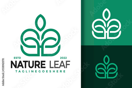 Letter BB Leaf Modern Logo Design Vector Illustration Template