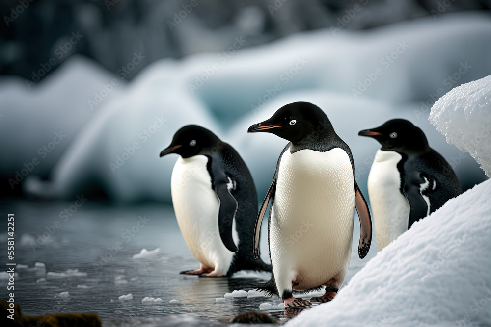 Obraz premium Adele penguins in Antarctica. Digital artwork