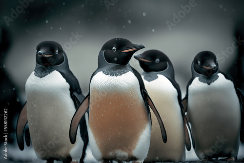 Adele penguins in Antarctica. Digital artwork	