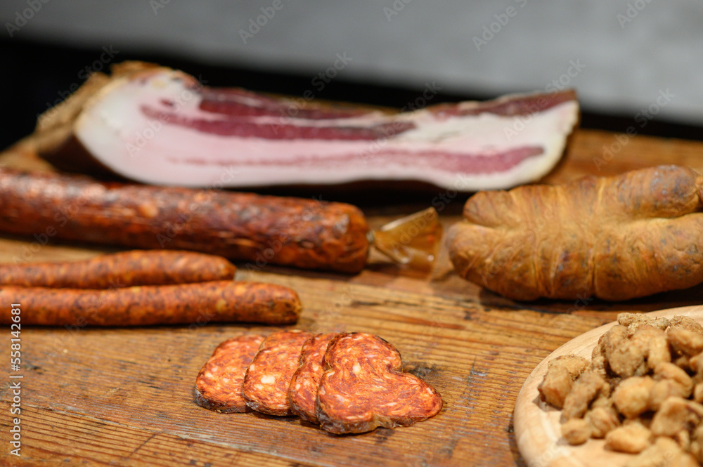 salami and sausage on board