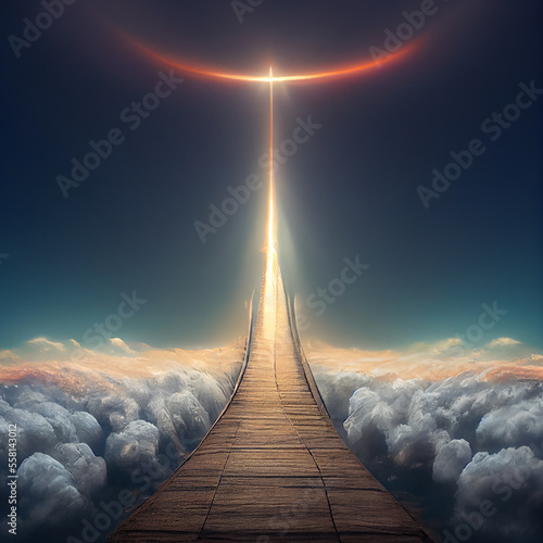 Fotografija The road to the Kingdom of Heaven which leads to salvation and paradise with God