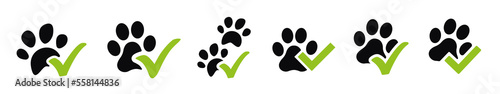 Paw footprint with a green tick approved