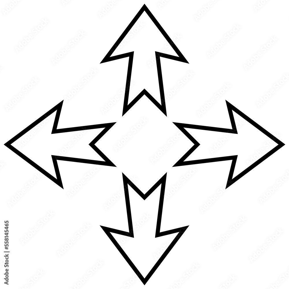 Cartoon navigation arrows sides up down, outline arrows right left Cartoon navigation arrows sides up down, outline arrows right left