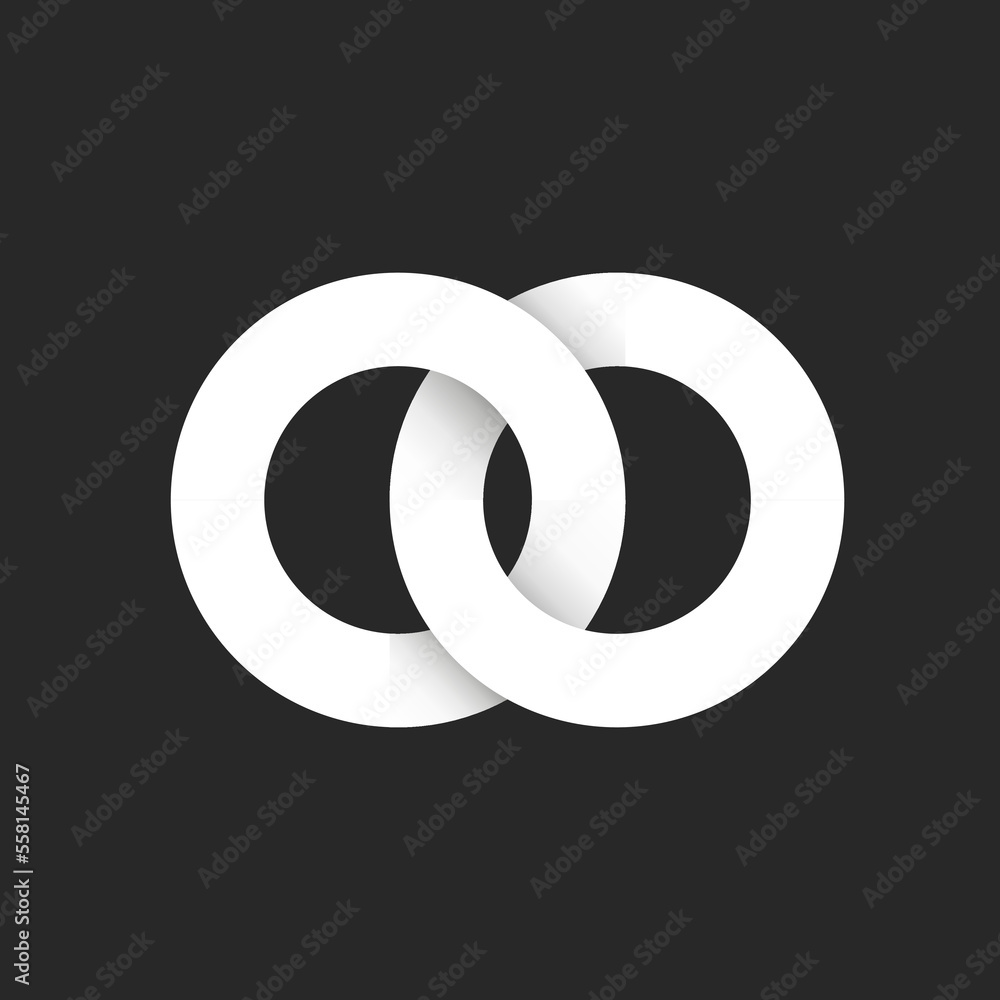 Monogram OO initials logo or chain symbol creative design, overlapping of two circles from ribbon. Monogram OO initials logo or chain symbol creative design, overlapping of two circles from ribbon.