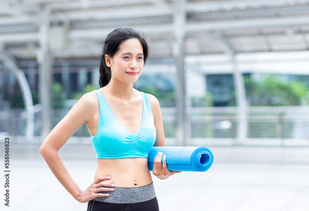 Fototapeta premium healthy woman yoga exercise for relax health yoga class sport exercise with happy moment and balance fit bidy on yoga mat fitness