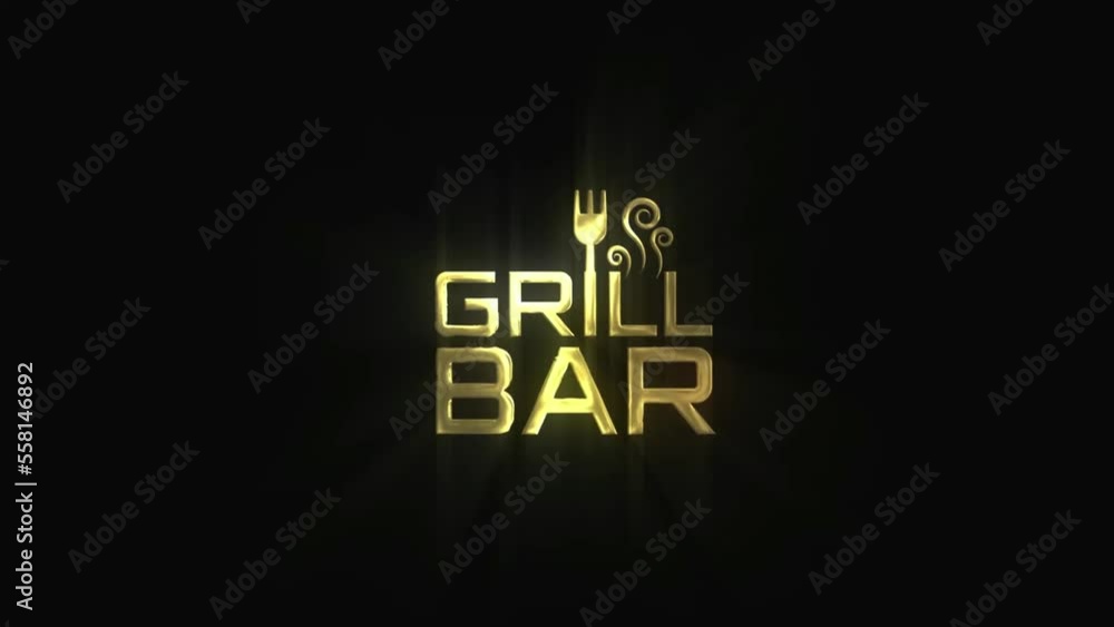 GRILL BAR LOGO, GRILL BAR LOGO ANIMATION VIDEO ON BLACK BACKGROUND