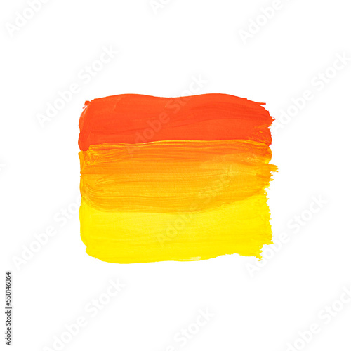 red  orange  yellow  color transition brush strokes of paint on a white background 