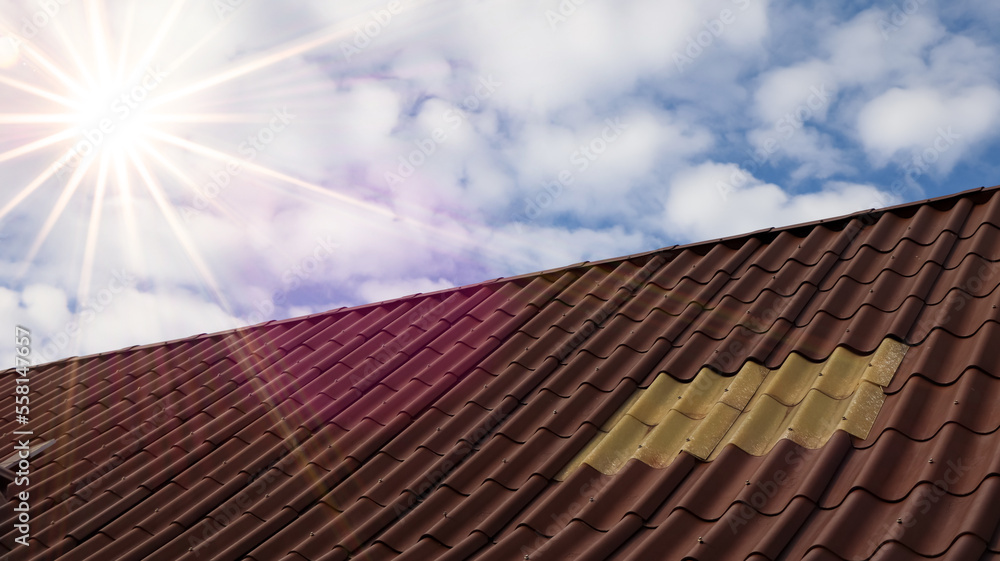 Sun over the roof of the house Sun over the roof of the house