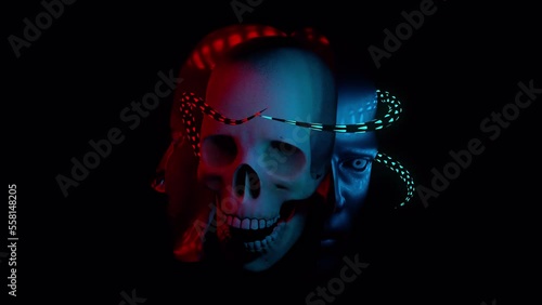 head opening to a skull laughing photo