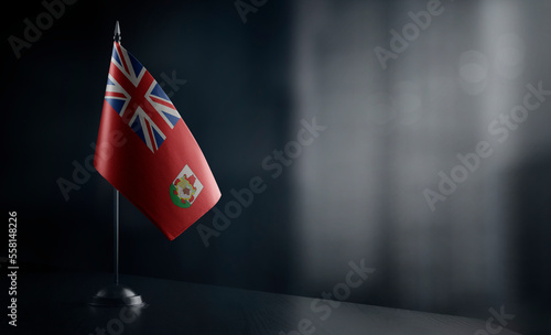 Small national flag of the Bermuda on a black background