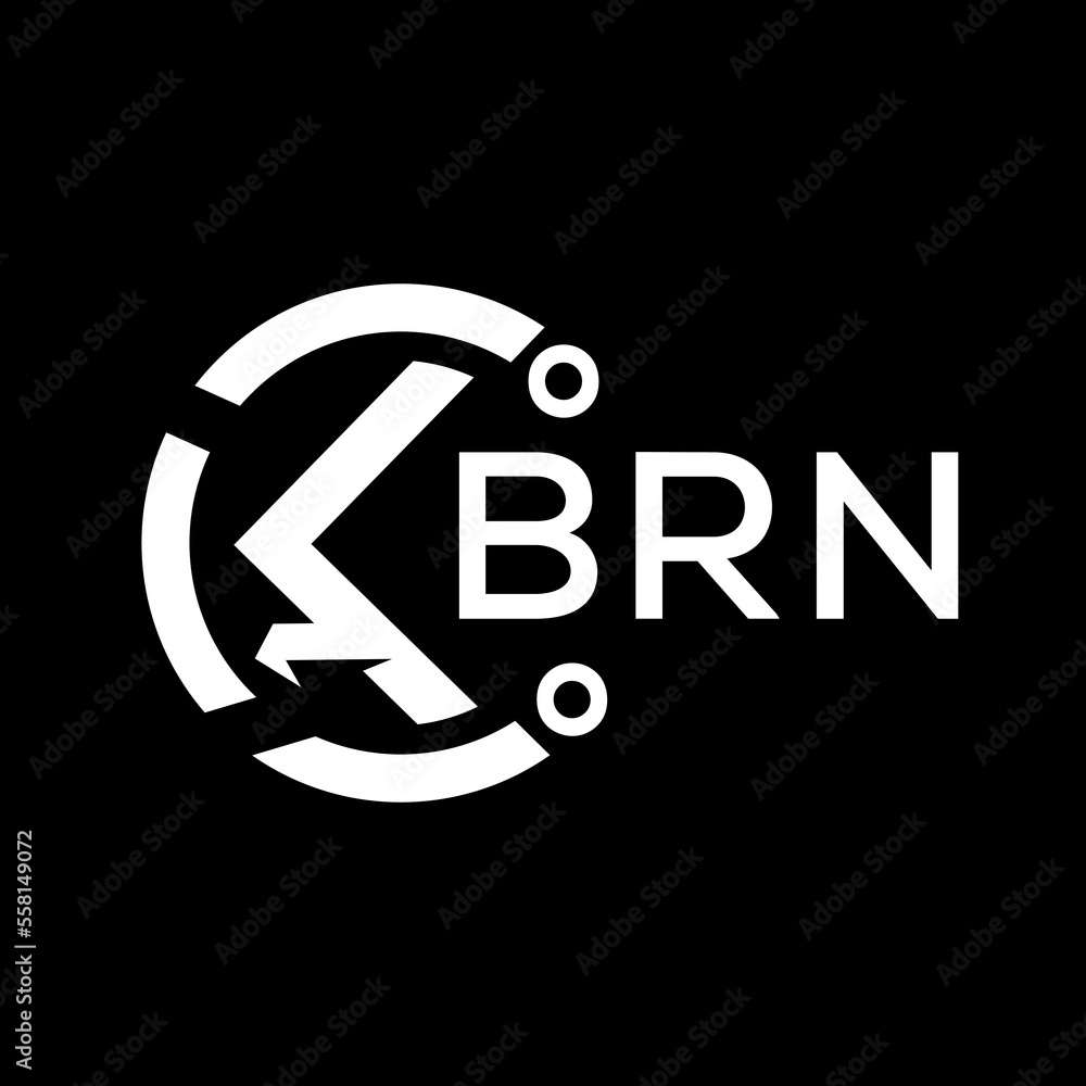 BRN letter logo. BRN white image on black background. BRN vector logo