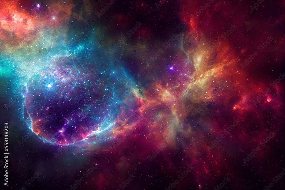 Deep space abstract background with galaxy, stars and cosmic gas nebula type
