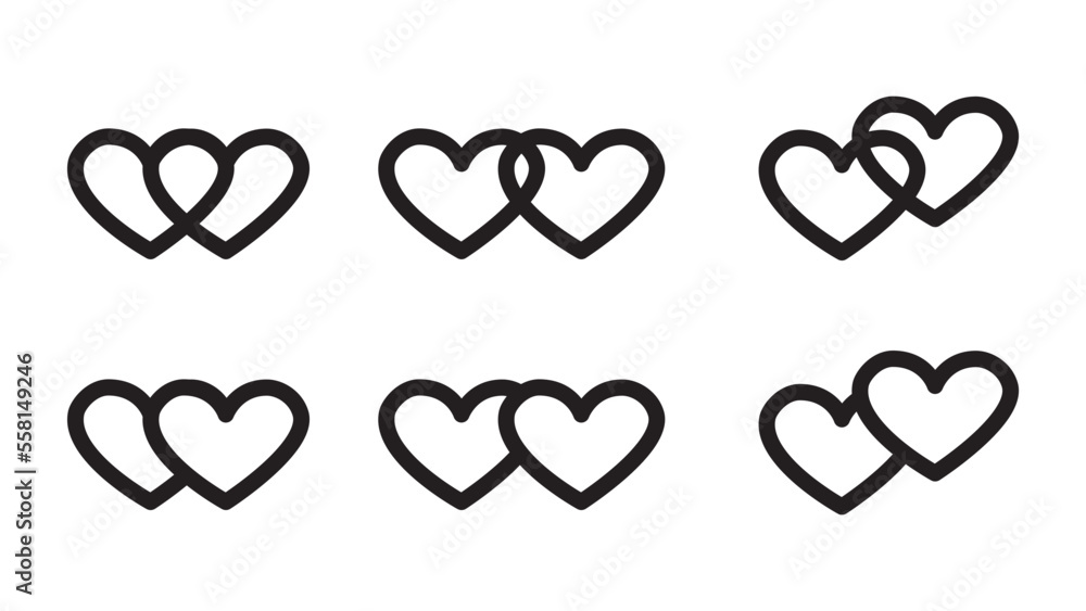 Two Heart icons. Love symbol, Valentine's day. vector illustration. Two Heart icons. Love symbol, Valentine's day. vector illustration.