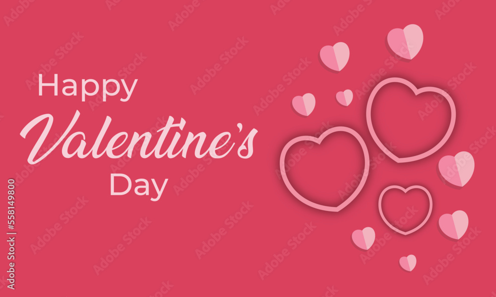Happy Valentines Day, Heart Frames Collection Design, Red background. Template for promotion, sale, shopping or background for women's day and love concept. Vector Illustration Template.