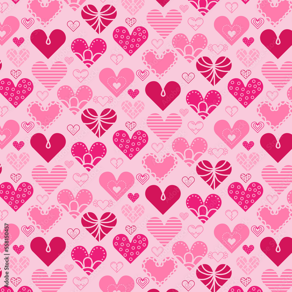 Seamless hearts pattern. Vector repeating texture.