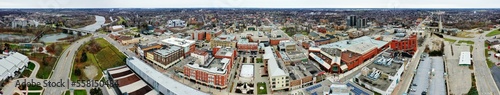Aerial panorama view of Brantford, Ontario, Canada in winter