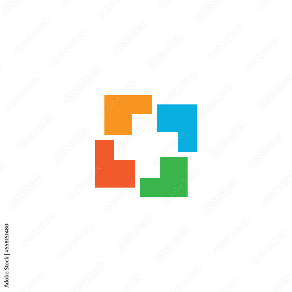 Fototapeta premium Multi-part colored plus symbol. Vector
