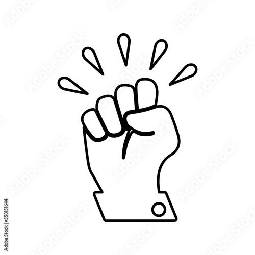 Extremism, hand, putsch line icon. Outline vector.