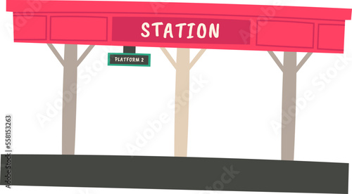 Railway station platform flat icon Railway station