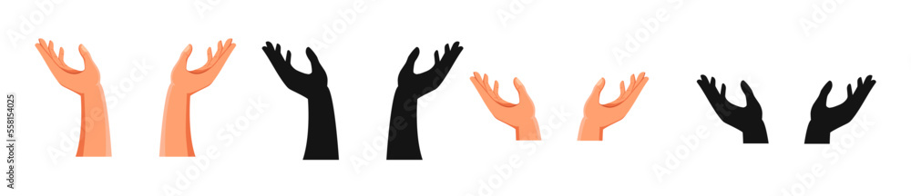 Fototapeta premium Vector protecting hands icon. Cupped hands