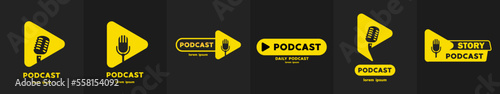 Podcast icon, logo design vector
