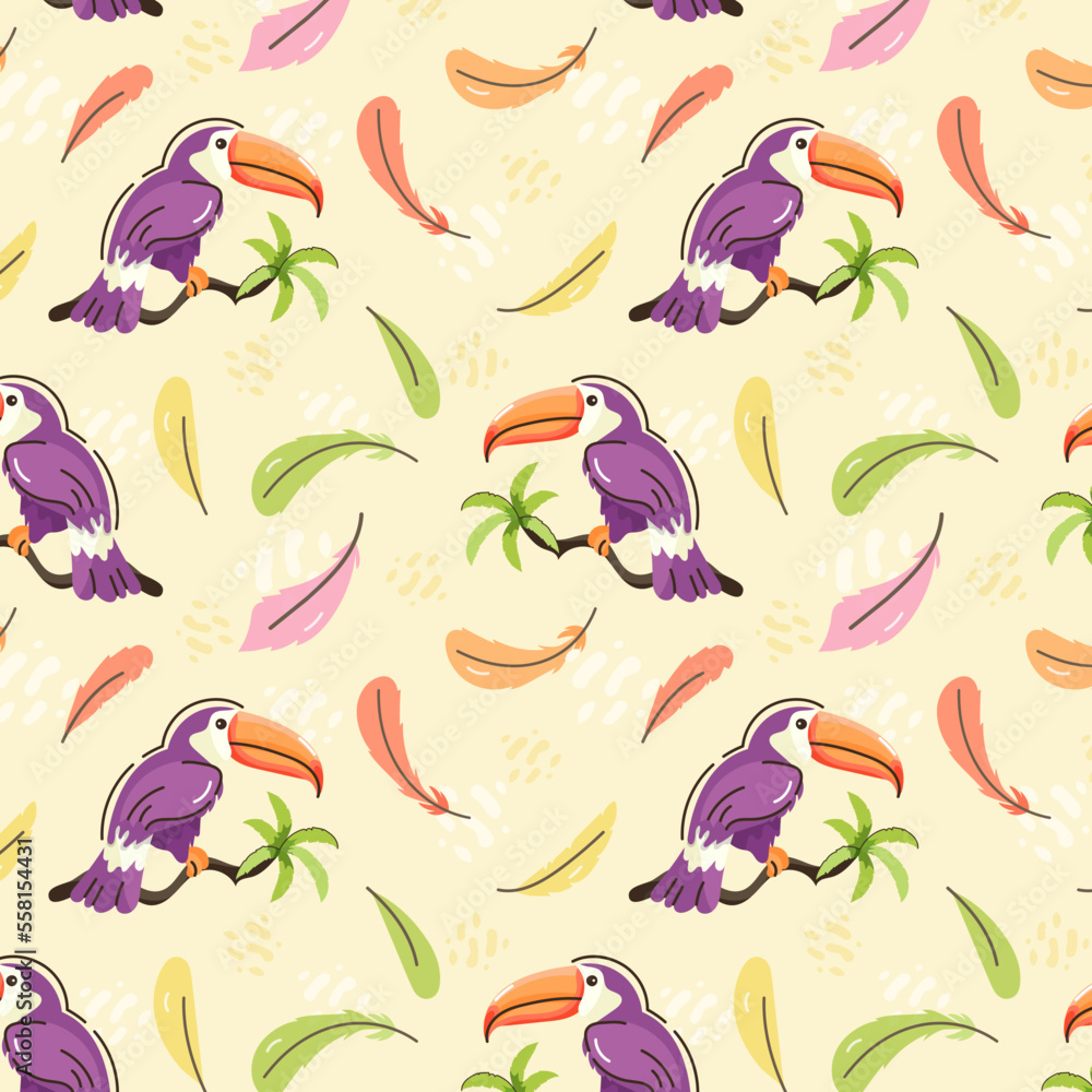 Obraz premium Beautifully designed toucan pattern, flat vector 