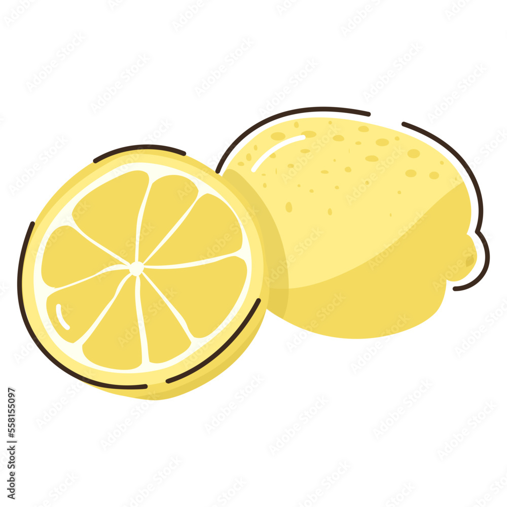 Citrus fruit, doodle flat icon of lemon Citrus fruit, doodle flat icon of lemon