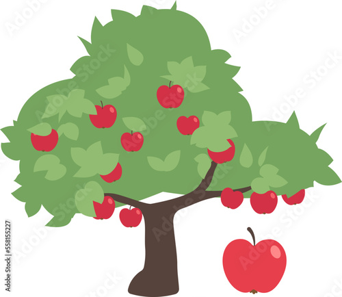Apple fruit tree flat icon Agriculture and gardening