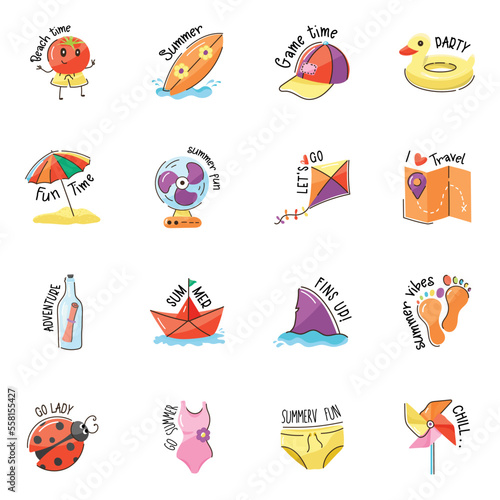 Collection of Summer Flat Stickers 

