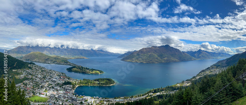 Lake Wakatipu, as viewed from a top of hill