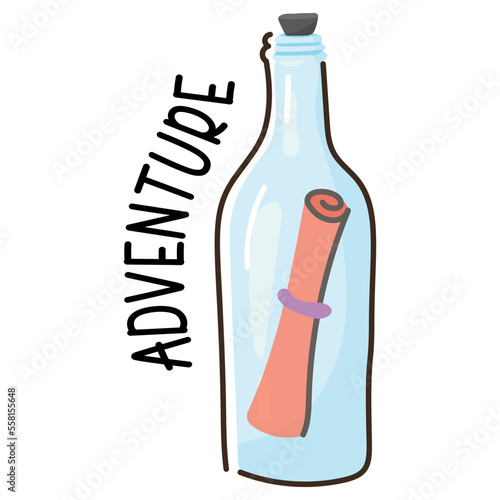 A customizable flat sticker of message bottle 