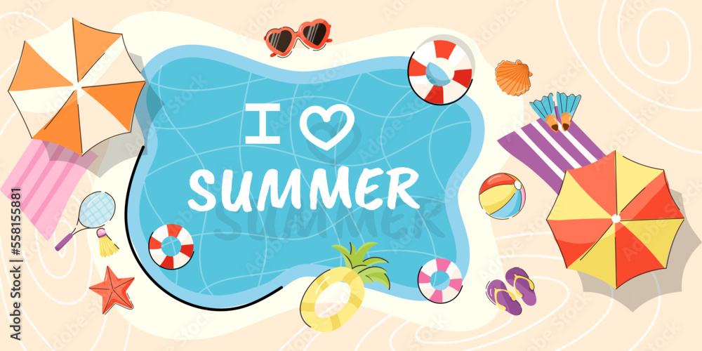 Fototapeta premium A visually appealing horizontal banner of summer time 