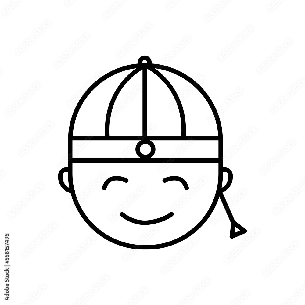 cute boy icon illustration Chinese and japan. icon related to lunar new year. asian traditional. line icon style. Simple vector design editable cute boy icon illustration Chinese and japan. icon related to lunar new year. asian traditional. line icon style. Simple vector design editable
