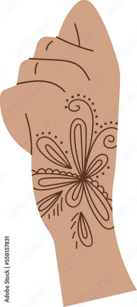 Mehendi flat icon Body art and temporary tattoo on hand Mehendi flat icon Body art and temporary tattoo on hand