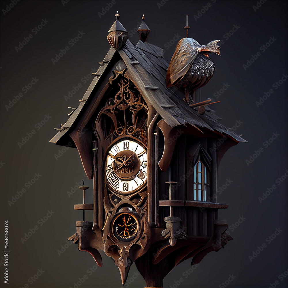 Gothic Cuckoo clock Stock Illustration Adobe Stock