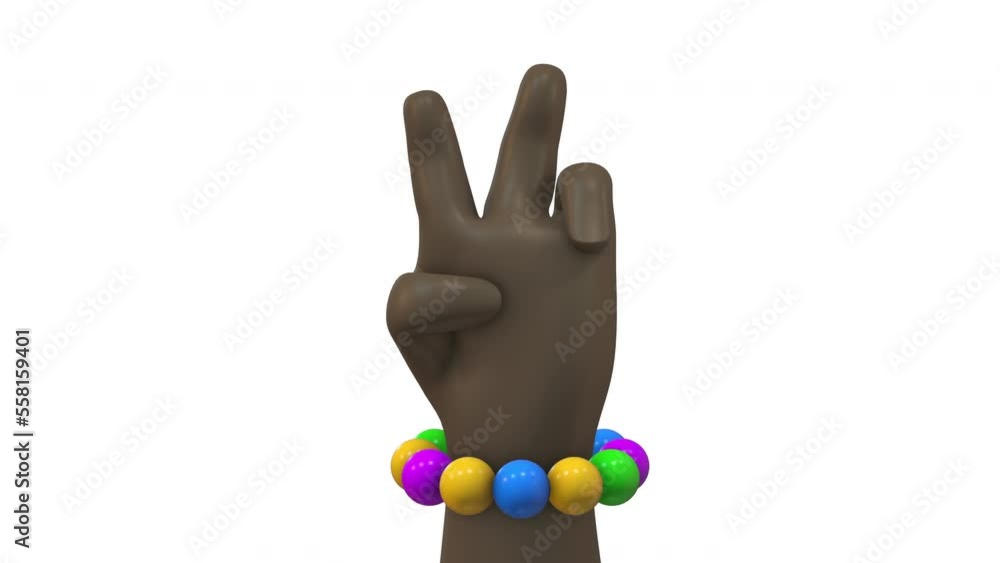 4 Hand Sign Animated 3D animation of a cartoon hand with four fingers that Peace emoji ...
