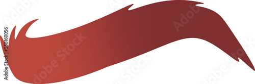 Wide red shaggy curved eyebrow flat icon
