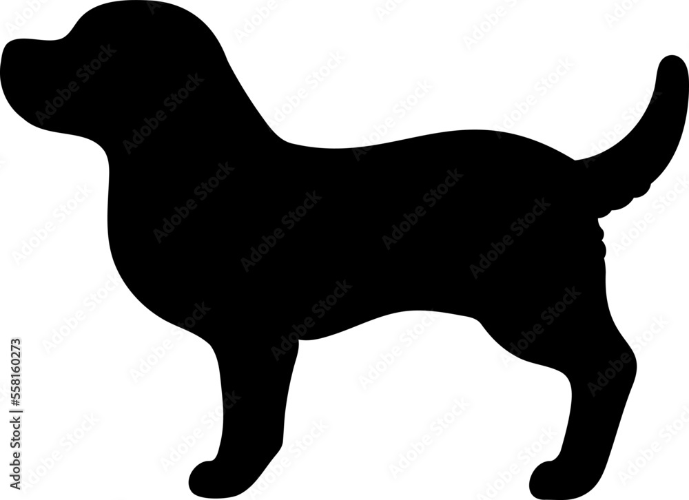 Simple and cute silhouette of Beagle in side view