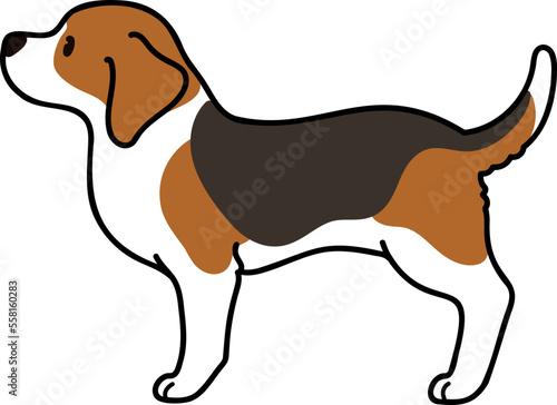 Simple and cute illustration of Beagle in side view